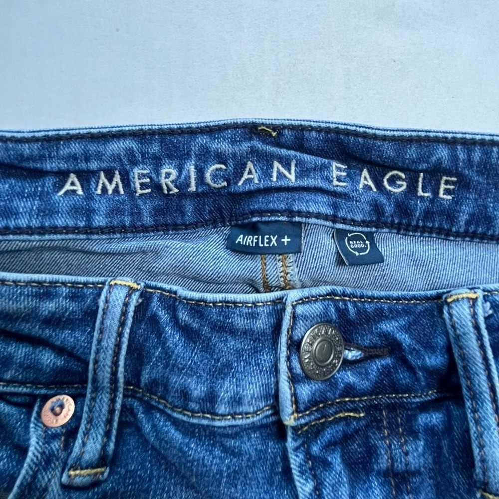 American Eagle Men Athletic Straight Airflex+ Jeans Dark Wash Denim Pants 32x30 - Picture 3 of 7